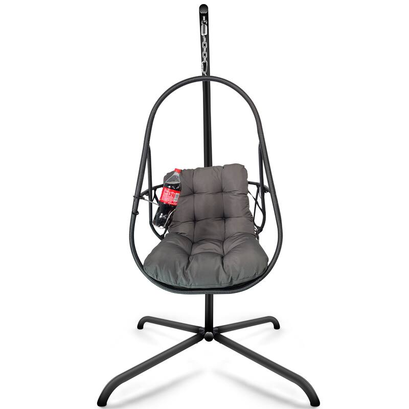 Hanging Swing Egg Chairs Foldable Hanging Basket Chair with Cup Holder