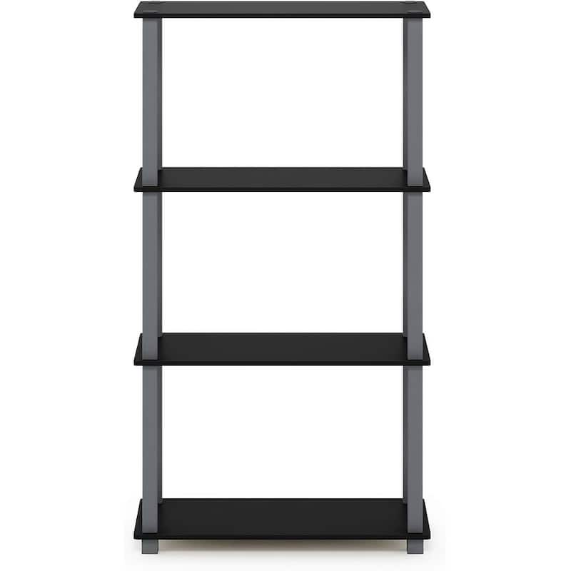 4 Tiers Wood Household Shelving Unit in Black/Grey (23.58 in. W x 43.27 in. H x 11.61 in. D) - 23.58