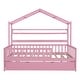 preview thumbnail 4 of 18, Kids' Wooden House Bed with Twin Size Trundle and Shelf