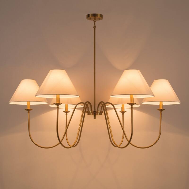 Acroma 6-light Black/Glod Chandelier with Fabric Shade