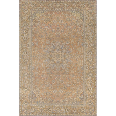 Traditional Najafabad Persian Vintage Rug Handmade Floral Wool Carpet - 7'1"x 10'4"