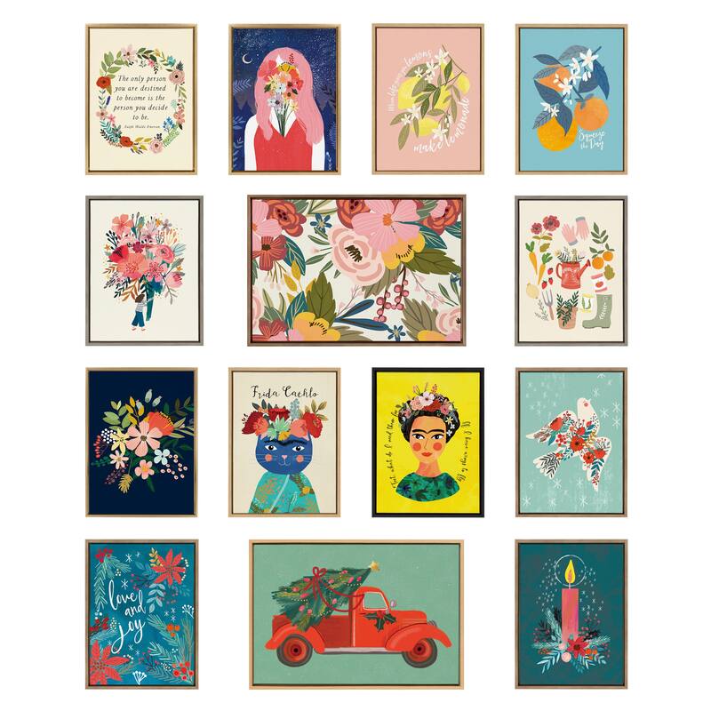 Kate and Laurel Sylvie MC 0808 Pine 2 Framed Canvas by Mia Charro