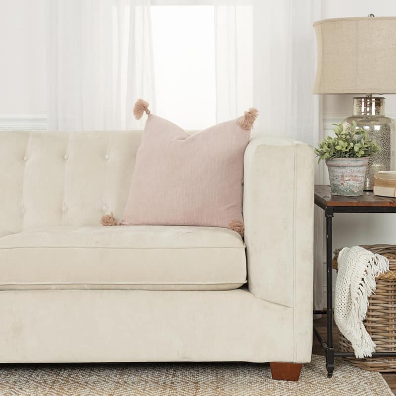 Solid With Tonal Abstract Cotton Throw Pillow