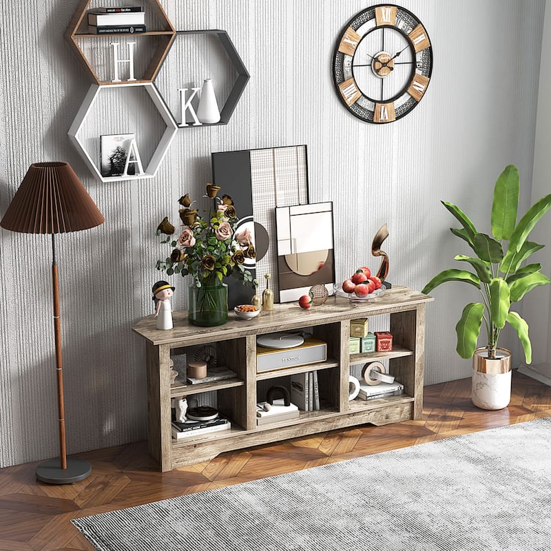 Costway 58" TV Stand with 6 Open Storage Shelves Shelf for 18 inch - See Details