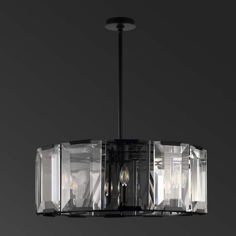 SAFAVIEH Couture Manuelita Crystal Chandelier - 25.5 In W x 25.5 In D x 18 / 48 In H - Black