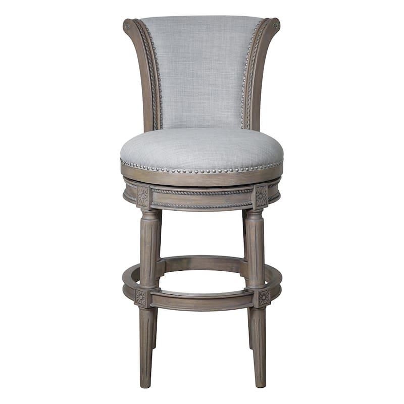 Copper Grove Rijssen Swivel Bar-Height Stool with High Seat Back