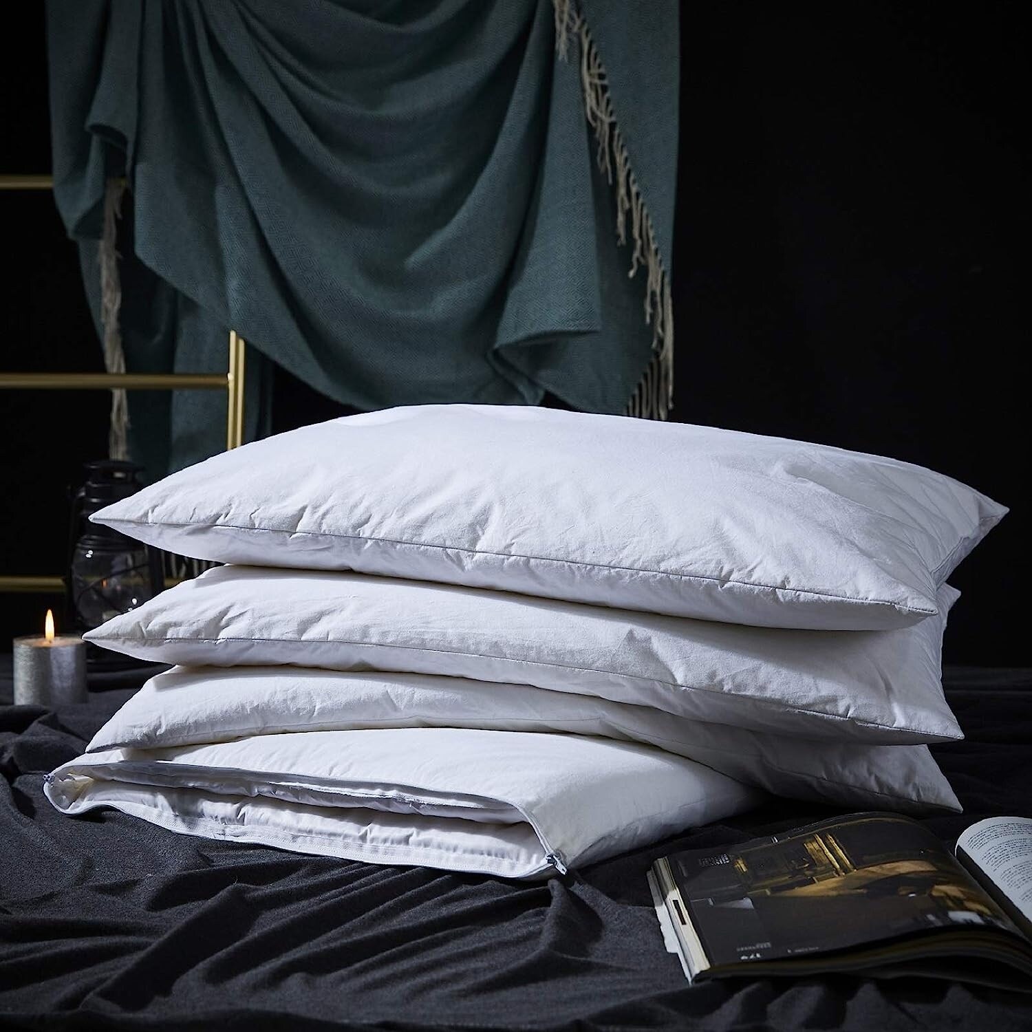 Adjustable Layer Goose Feather Pillow, Good for Side and Back