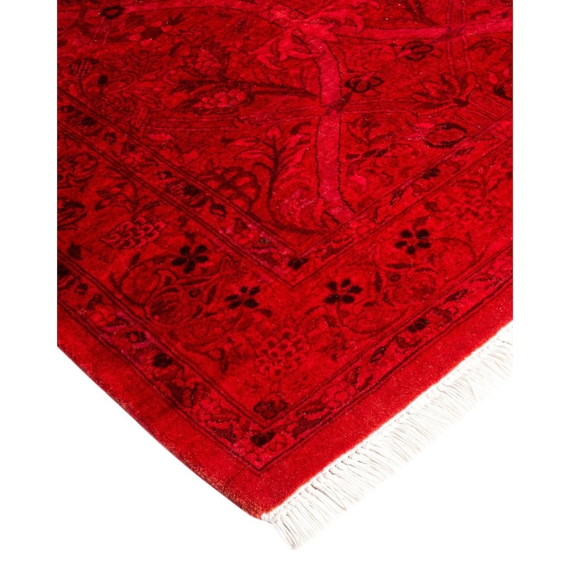 Fine Vibrance, One-of-a-Kind Hand-Knotted Area Rug - Red, 2' 7" x 9' 10" - 2' 7" x 9' 10"
