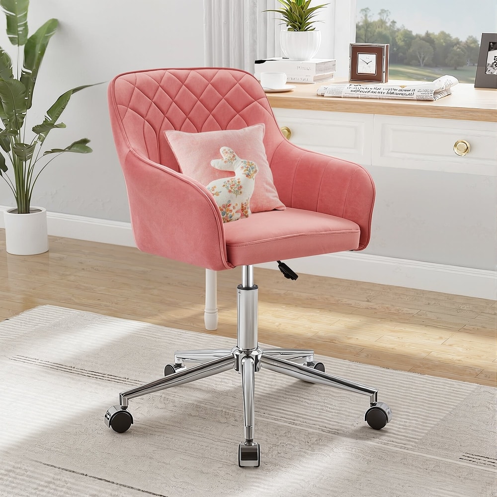 VECELO Modern Home Office Chairs Height Adjustable 360 Swivel Task Chair with Metal Base Silent Wheels