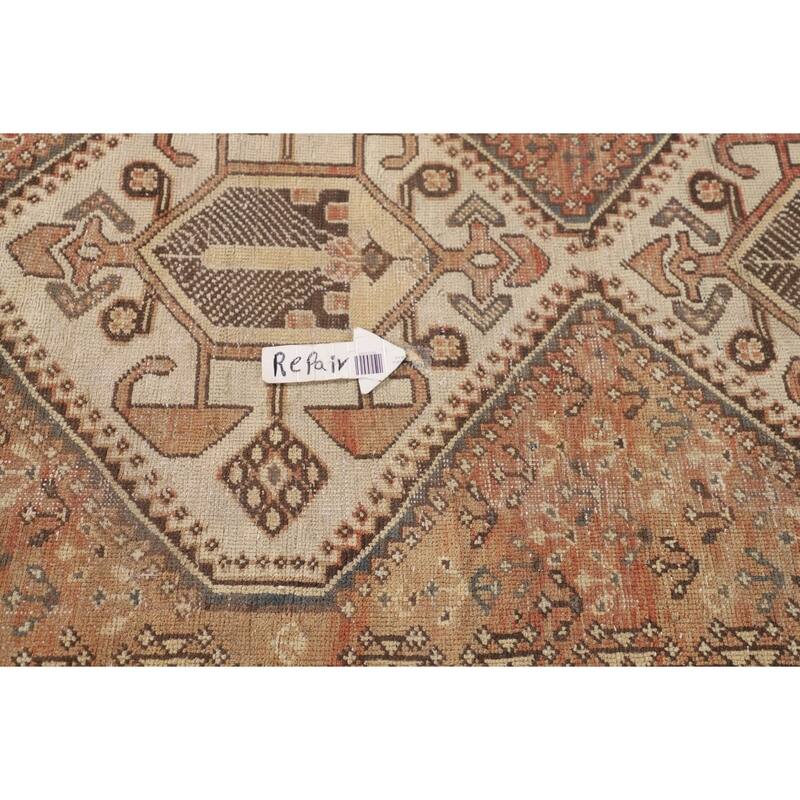 Orange Bakhtiari Persian Vintage Area Rug Hand-Knotted Wool Carpet - 5'1"x 9'10"