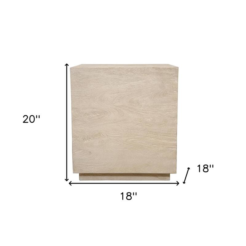 HomeRoots 20" Natural Distressed Solid Wood Square Block End Table - 18.00 in. x 20.00 in. x 18.00 in.
