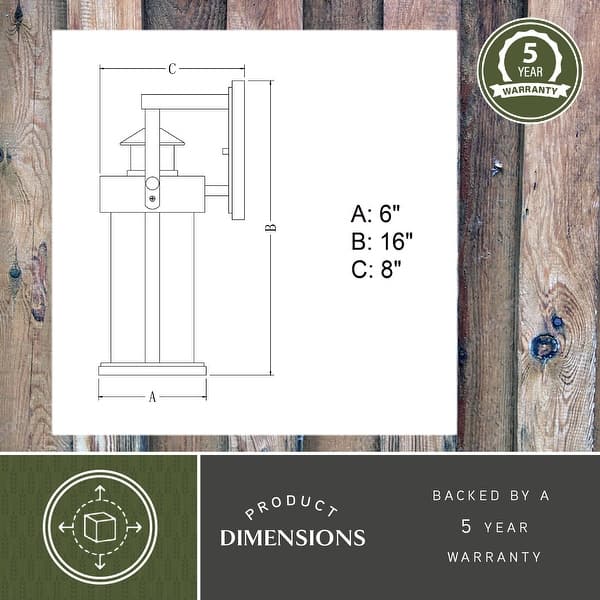 Cumberland Iron Motion Sensor Dusk-to-Dawn Outdoor Wall Light - 6-in W x 16-in H x 8-in D