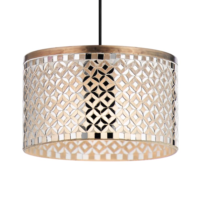 Taffy River of Goods Silver, White and Brass-Colored Pendant Lamp - 10" x 10" x 7.5"/65.5"
