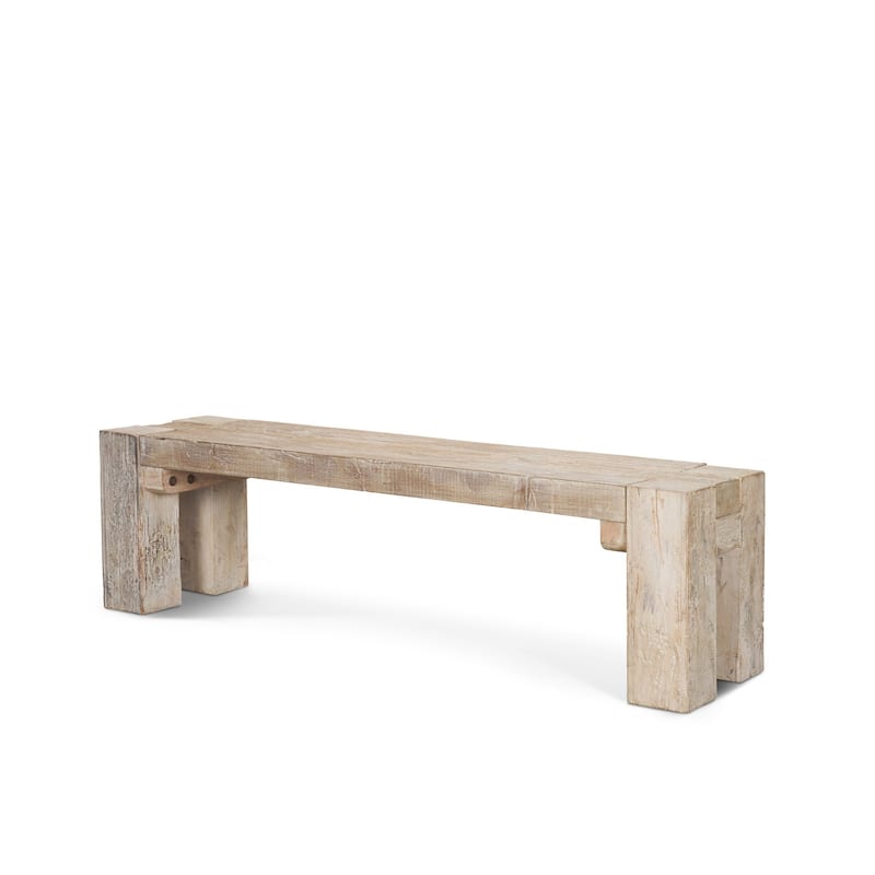 McArthur 64" Whitewash Reclaimed Wood Bench - 64.0L x 16.0W x 18.0H