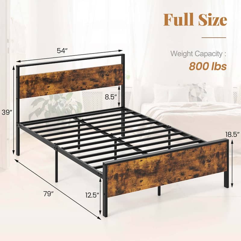 Costway Twin/Full/Queen/King Size Bed Frame with Wooden Headboard and