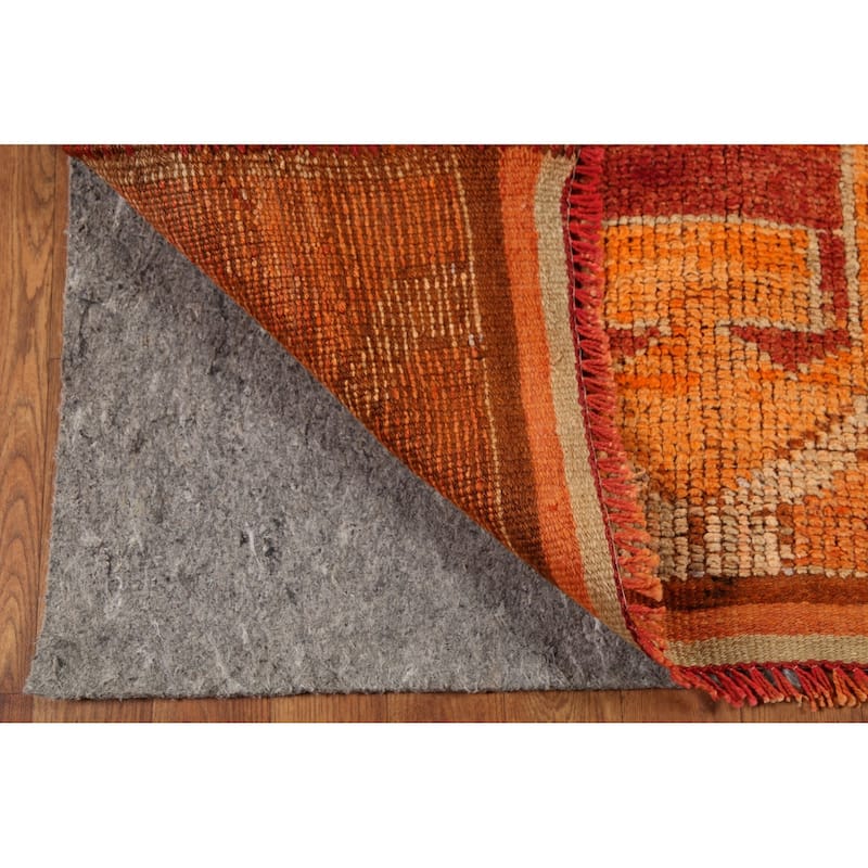 Orange Tribal Oushak Oriental Vintage Runner Rug Handmade Wool Carpet - 3'2"x 10'3"