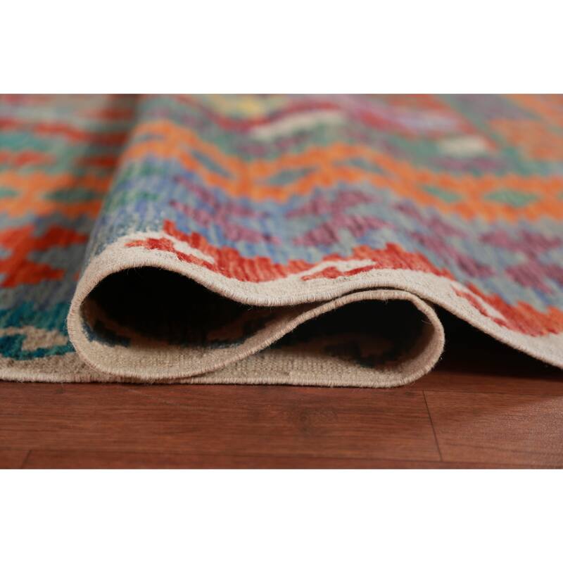 Geometric Kilim Oriental Large Rug Hand-Woven Bedroom Wool Carpet - 10'3"x 16'2"