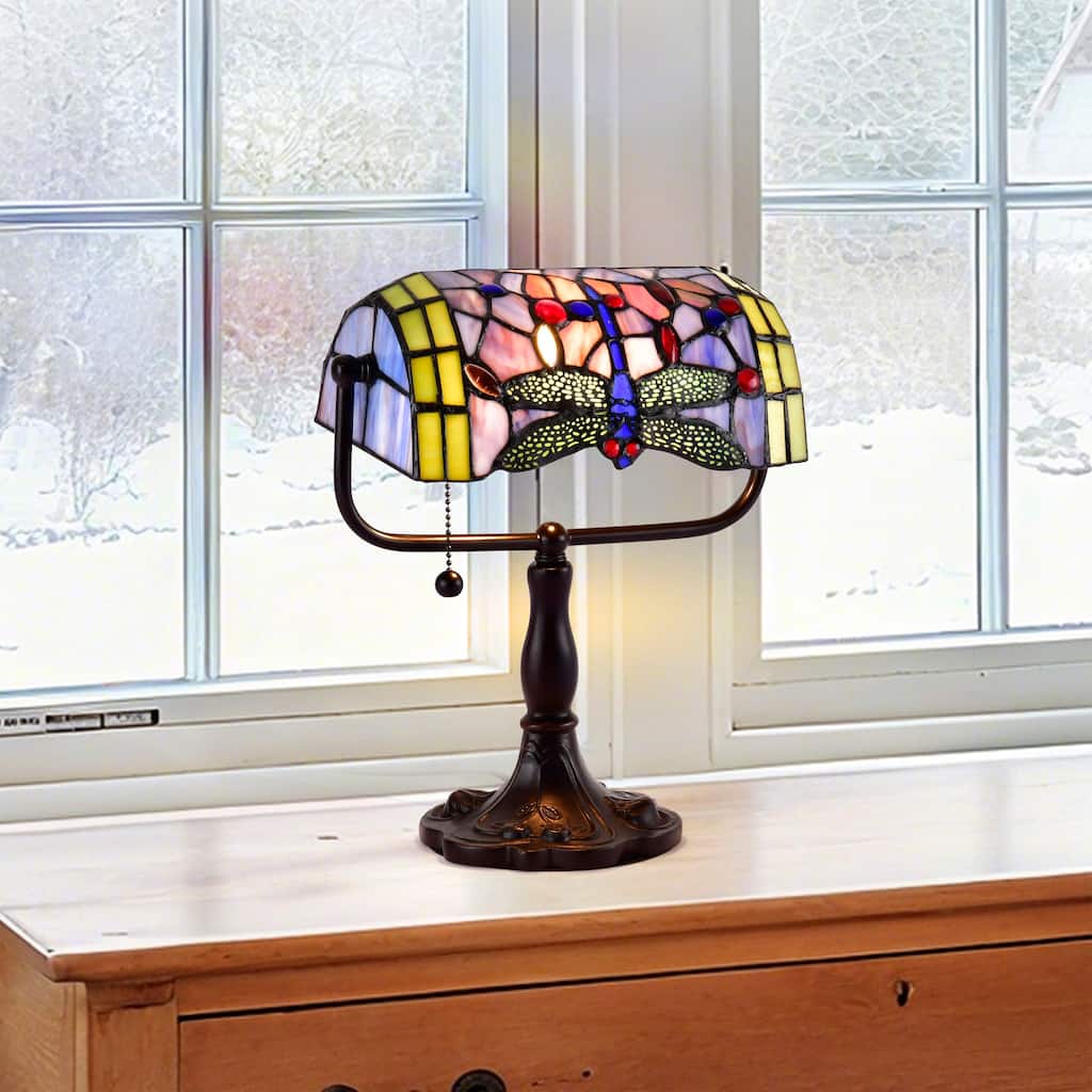 Warehouse of Tiffany Indoor 1-light Dragonfly Bronze Banker Desk Lamp