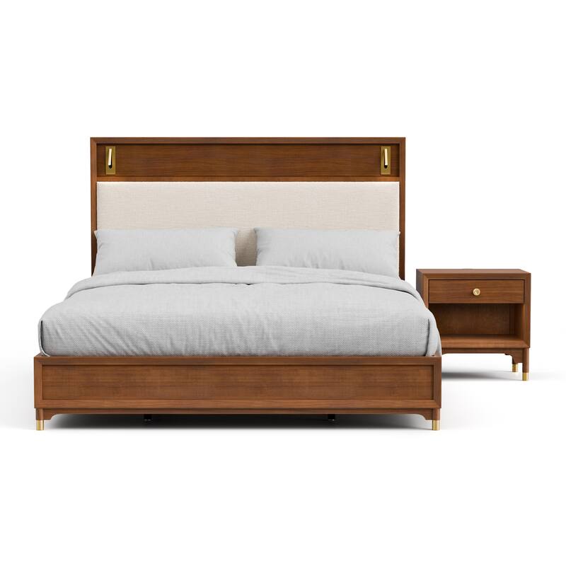 Furniture of America Forma Mid-Century Modern 2-Piece Walnut Solid Wood Platform Bedroom Set