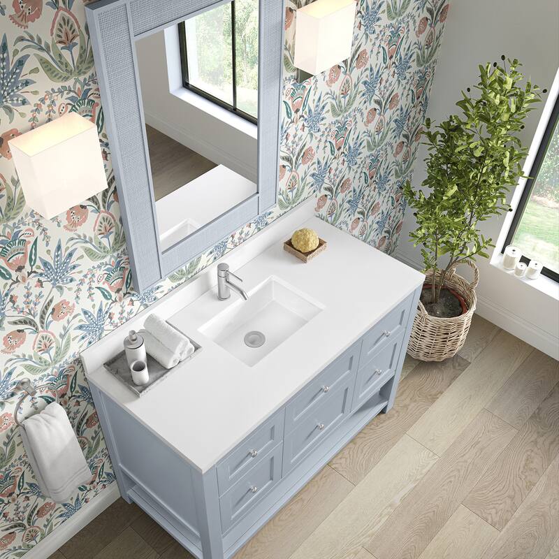 Breckenridge 48" Single Vanity, Serenity Blue - 48 - White Zeus - Single