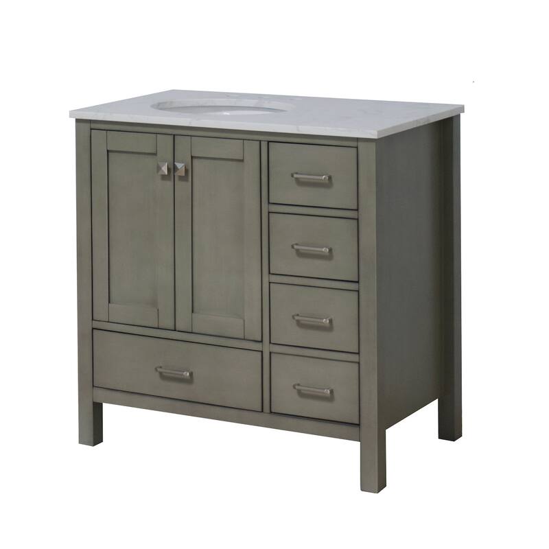 KitchenBathCollection Horizon 36" Bathroom Vanity with Engineered Carrara Top