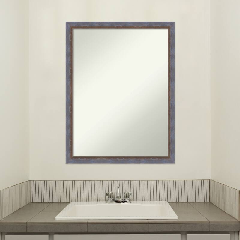 Two Tone Non-Beveled Wood Framed Bathroom Vanity Wall Mirror