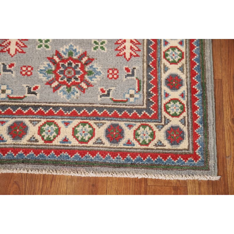 Gray Kazak Oriental Rug Handmade Traditional Wool Carpet - 2'0"x 3'0"