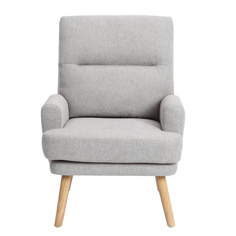 Accent Chair with Ottoman Set Wood Legs and Adjustable Backrest