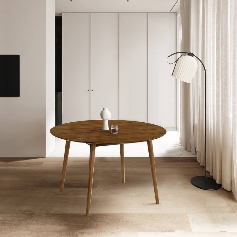 Round Dining Table 42 Inch Walnut Wood Table Modern Kitchen Table - 48