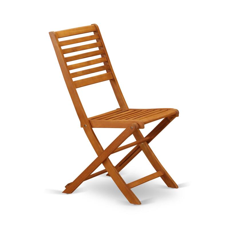 East West Furniture Cameron Foldable Outdoor Dining Chairs - Acacia Wood, Set of 2, Natural Oil