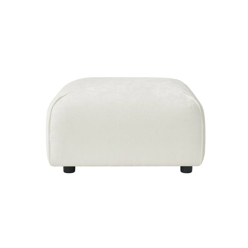Roomfitters Plush Square Ottoman, Upholstered Footrest and Stool, Minimalist Extra Seating, Solid Wood Base