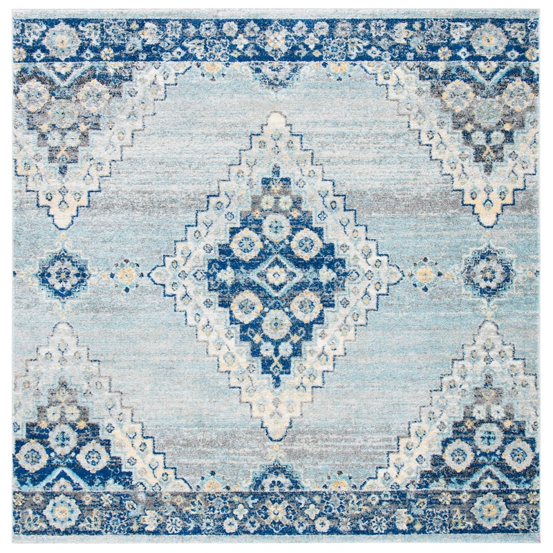 SAFAVIEH Madison Amparo Vintage Boho Oriental Rug - 6'7" Square - Grey/Cream