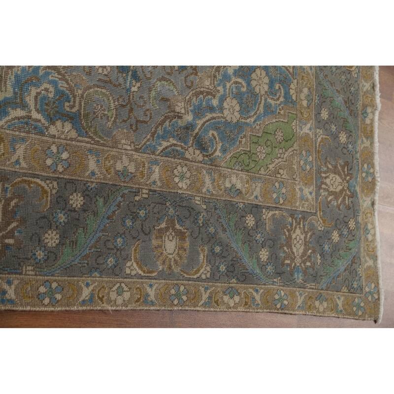 Hand Knotted Oriental 100% Wool Carpet Traditional Medallion Beige & Ivories Tabriz Area Rug - 11' 6'' X 8' 0''