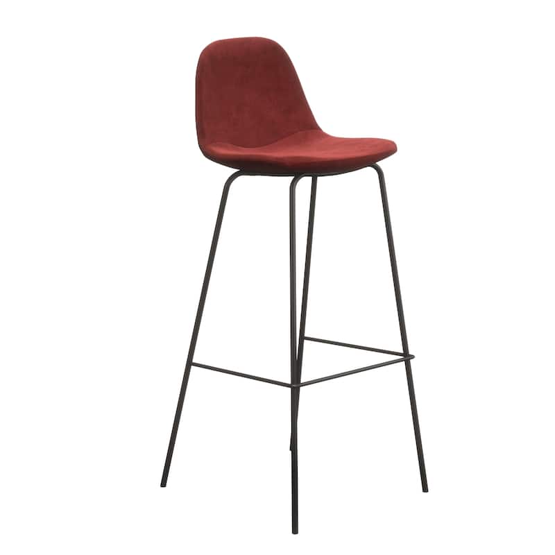 Maxine Velvet Bar Height Stools Black Legs (Set of 2) - Claret Velvet
