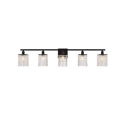 Phoenix 5 Light Bath Sconce with Clear Crystals