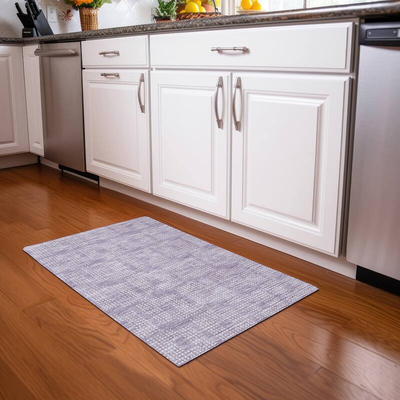 Premium Washable Super Soft Modern Houndstooth Mayfield Rug - Lavender - 1'8" x 2'6"