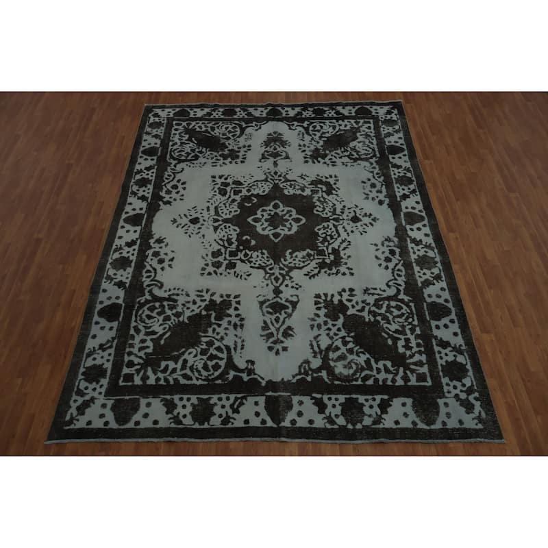 Hand Knotted Oriental 100% Wool Carpet Traditional Floral Greys & Charcoal Tabriz Area Rug - 12' 5'' X 9' 4''