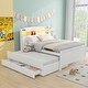 preview thumbnail 10 of 16, Twin Size Platform Bed with Storage LED Headboard, Twin Size Trundle and 3 Drawers, White Full