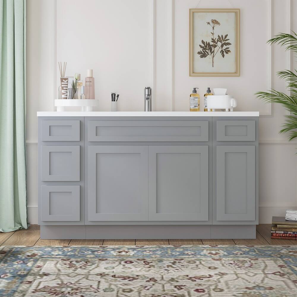 Vanity Art 63" Oak Freestanding Bathroom Vanity Cabinet without Top