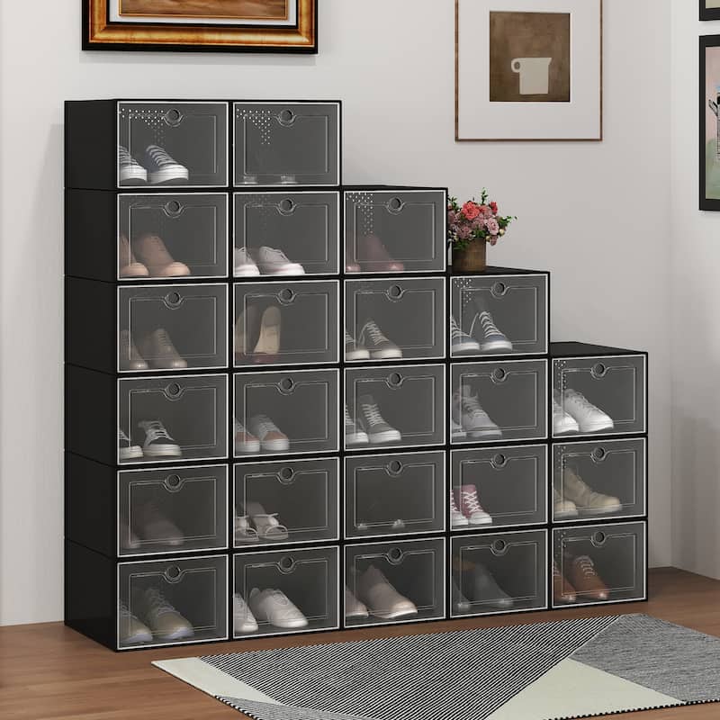 Moasis 24PCS Plastic Large Shoe Storage Box Set