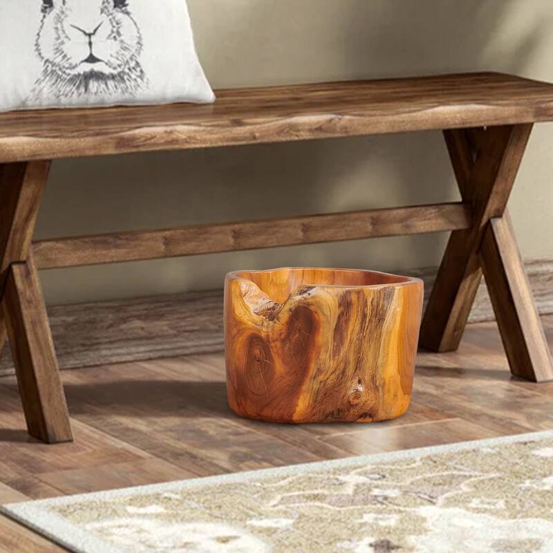 Teak Wood Handmade Abstract Straight Decorative Bowl - 11.81"x11.81"x8.27"