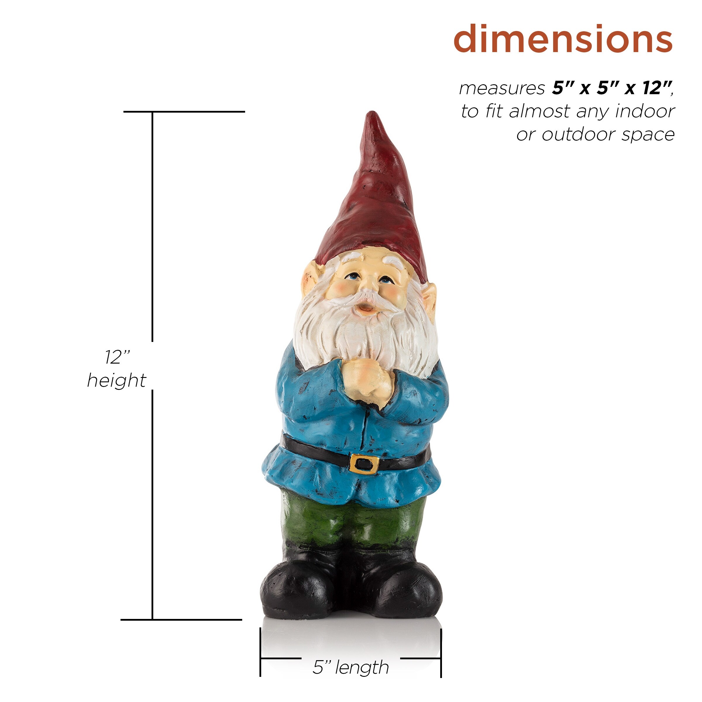 5 inches hand painted for lawn or garden Ceramic Garden Gnome outdoor or indoor