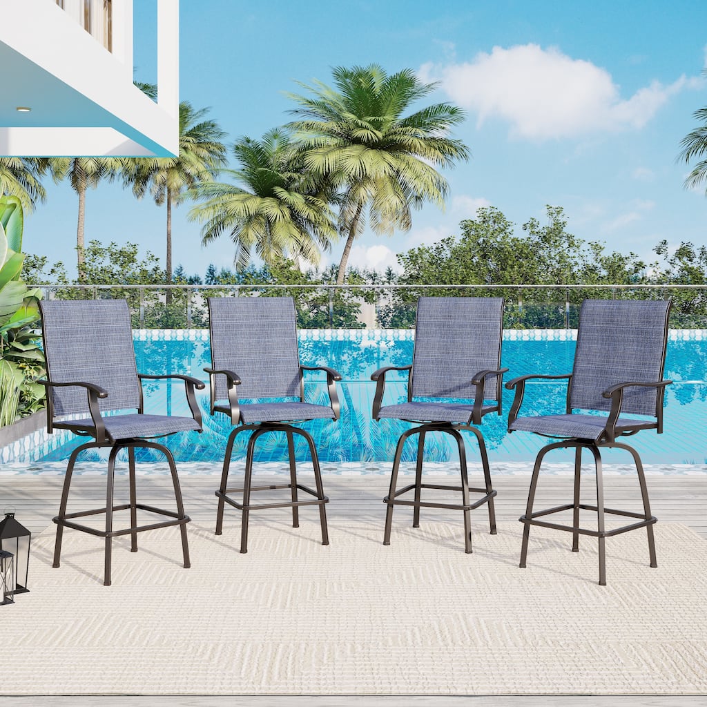 Outdoor All-Weather Swivel Patio Bar Stools With Arms(Set of 2/4/6)