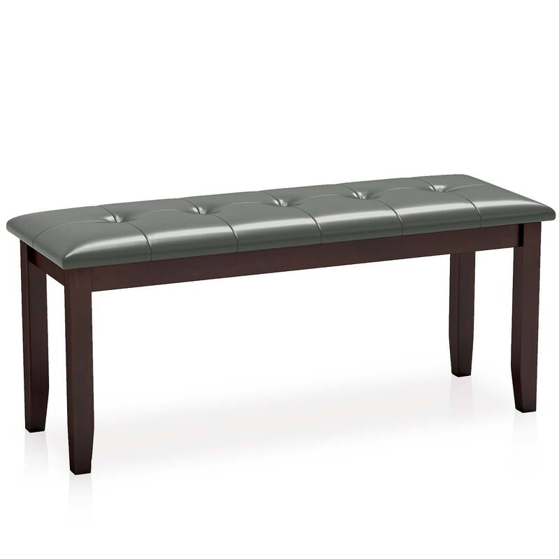 Gymax Upholstered Dining Bench w/Padded Seat for Kitchen Bedroom - Grey