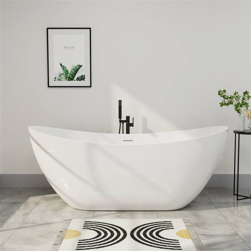 62 in. Acrylic Freestanding Soaking Slipper Bathtub - 62