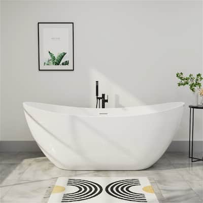 62 in. Acrylic Freestanding Soaking Slipper Bathtub