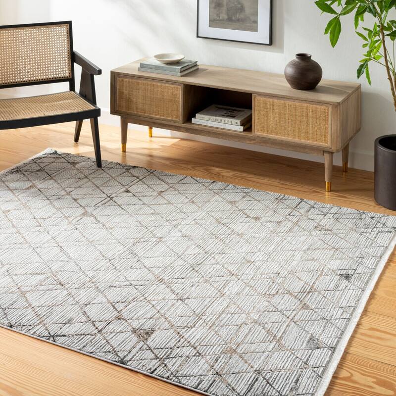 Livabliss Obsession Ombre Modern Area Rug - 7' 10" x 10' - Light Grey/Tan