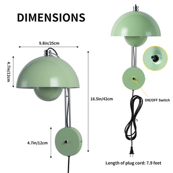 dimension image slide 2 of 7, Modern Mid-Century Art Flower Bud Wall Sconces Sleek Plug in Wall Light Fixtures