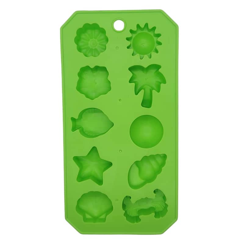 Chef Craft Flexible Thermoplastic 10-Cube Ice Cube Tray - Fun Beach Shapes - 1 Pack