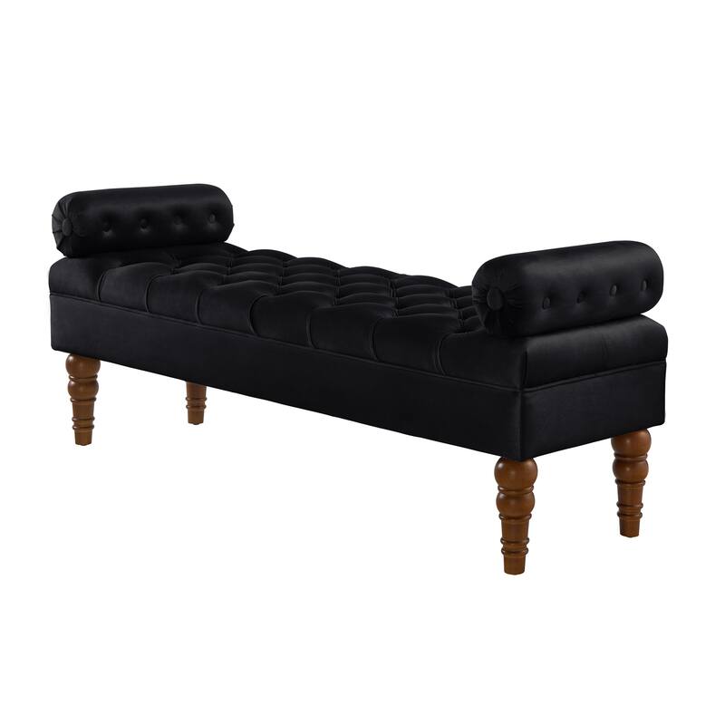 Velvet End of Bed Bench Hallway Bench Black Ottoman Bench for Bedroom, Simple Indoor Bench Leisure Bench